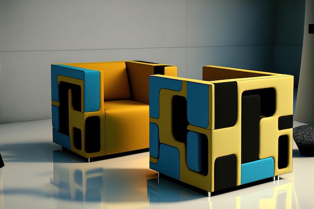 Diseño de imagen de muebles cuadrados contemporáneos.