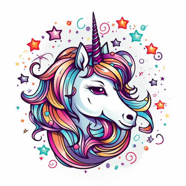 Foto diseño de imágenes prediseñadas de acuarela de unicornio lindo floral