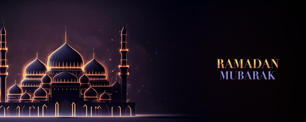 Diseño increíble de la arquitectura de la mezquita musulmana decorada con luces doradas concepto de Ramadán Mubarak IA generativa luces brillantes