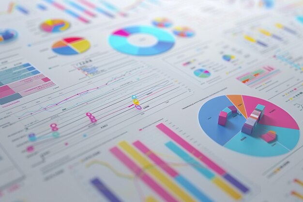 Foto diseño infográfico que presenta los datos financieros y