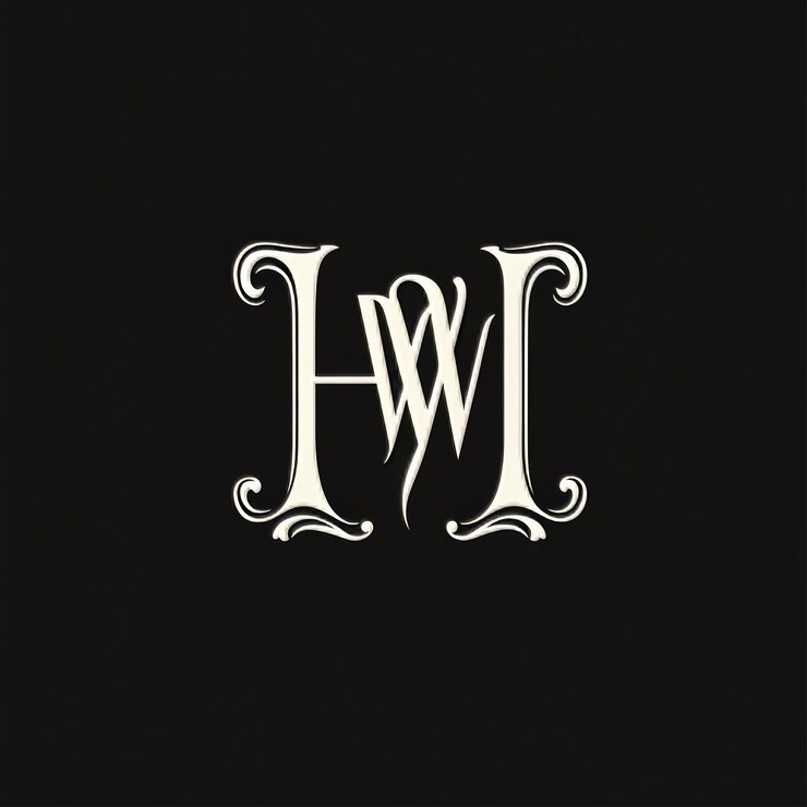 Foto diseño inicial del logotipo de las letras h y w en estilo barroco vintage será adecuado para qué empresa o
