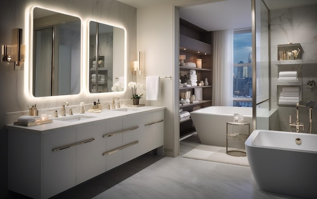 Diseño innovador de baños blancos