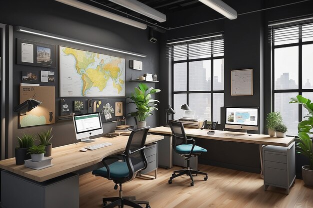 Foto diseño innovador de oficinas diseño de un espacio de trabajo que fomente la creatividad y la productividad