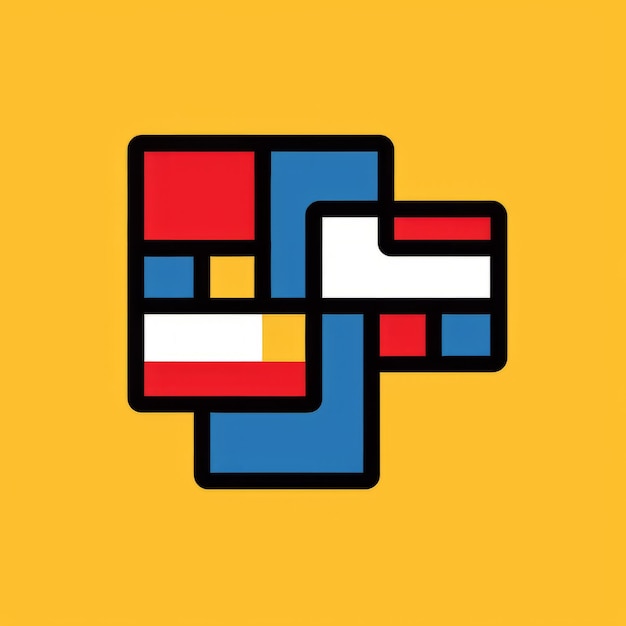 Diseño inspirado en Bauhaus rojo amarillo y azul cuadrado en amarillo