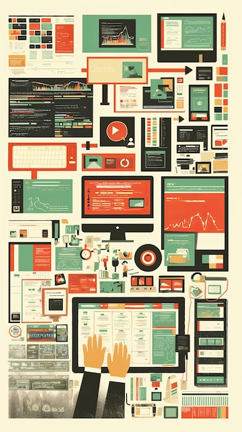 Diseño de interfaz digital complejo con elementos de datos analíticos