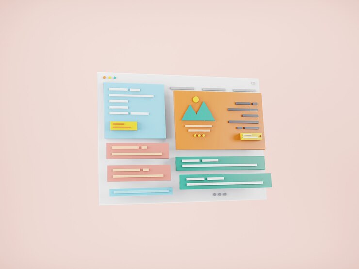Foto diseño de interfaz de página web concepto de diseño y desarrollo web optimización de la interfaz de usuario representación 3d