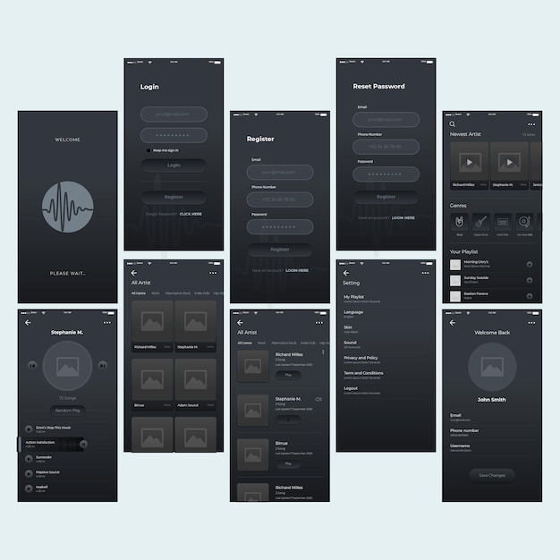 Foto diseño de interfaz de usuario para la aplicación de música de android