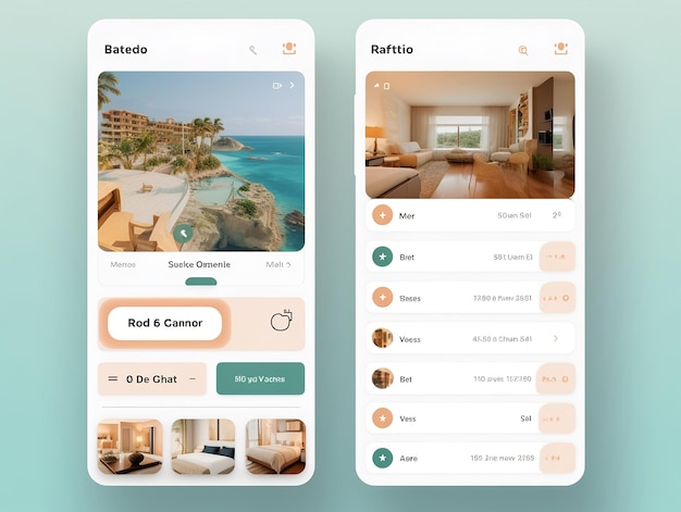 Diseño de la interfaz de usuario de la aplicación de reservas de hoteles por Generative AI