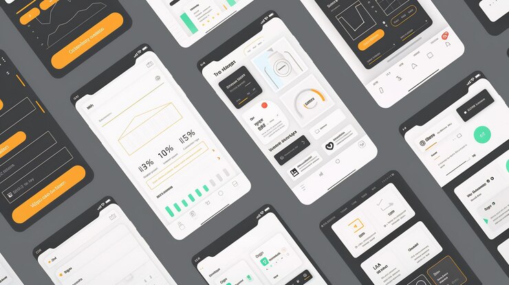 Foto diseño de interfaz de usuario de aplicaciones móviles con estilo minimalista moderno