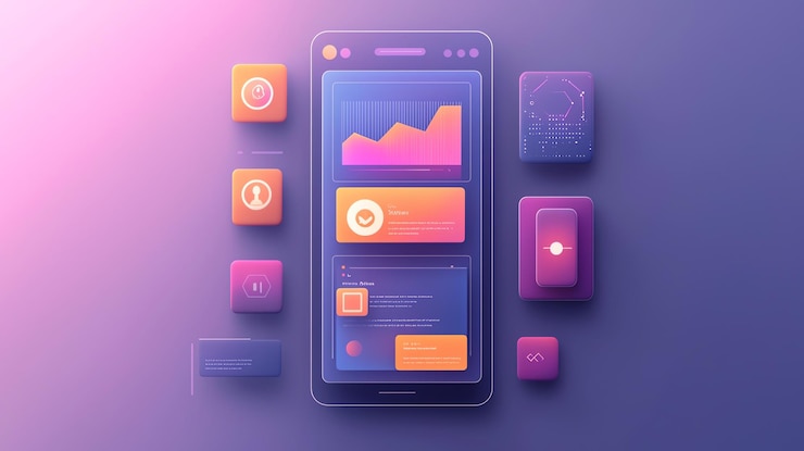 Foto diseño de interfaz de usuario minimalista con iconos planos y colores suaves
