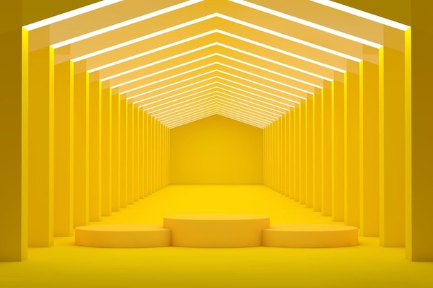 Diseño interior abstracto de sala de exposición moderna con hormigón vacío