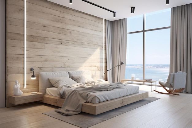 Diseño interior de un apartamento moderno dormitorio cómodo diseño interior de dormitorio moderno con madera