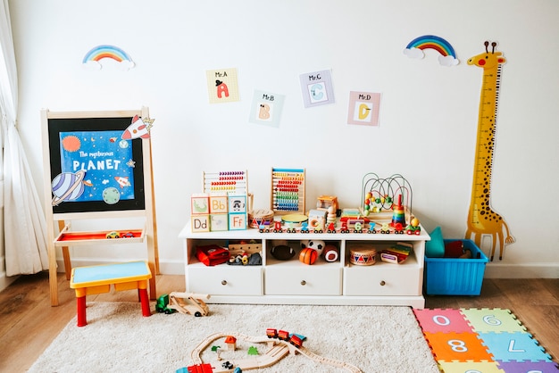 Foto diseño interior de un aula de jardín de infancia.