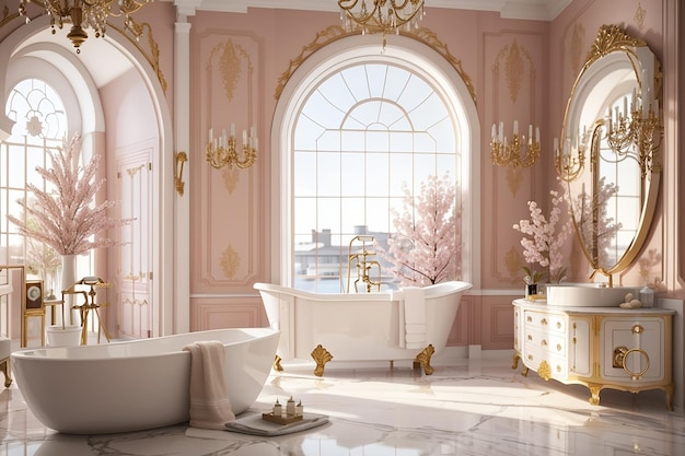 Diseño interior de baño bonito y elegante.