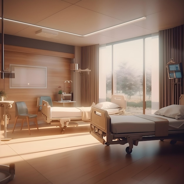 Diseño interior y diseño de un futuro centro médico moderno en clínica hospitalaria o centro de salud.