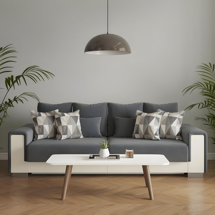 Diseño interior elegante y moderno del sofá