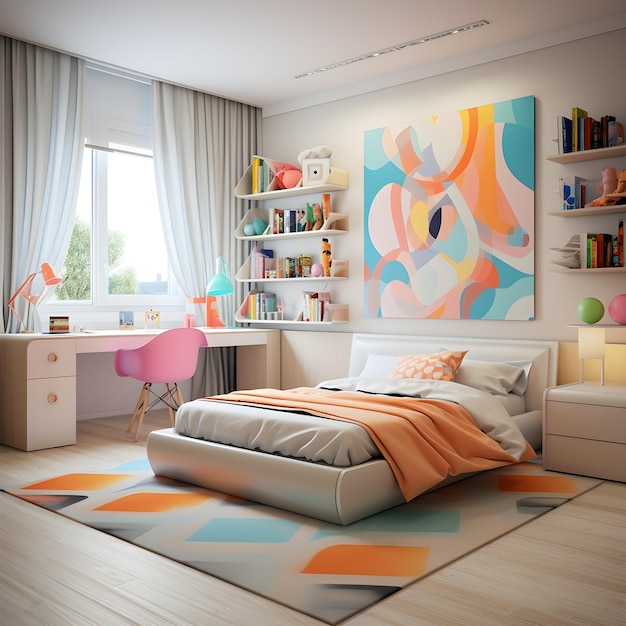 Diseño interior de estilo moderno para dormitorios infantiles