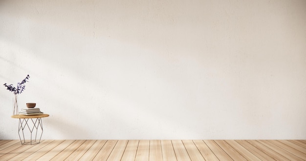 Foto diseño interior de habitación vacía blanca en suelo de madera