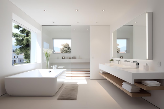 Diseño interior minimalista de un baño moderno y contemporáneo