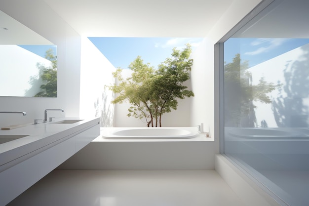 Diseño interior minimalista de un baño moderno y contemporáneo