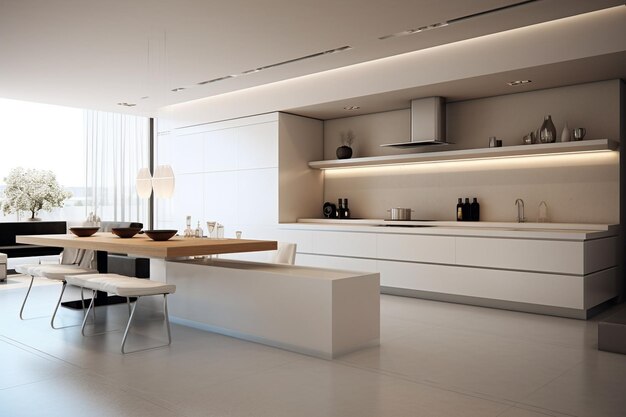 Diseño interior minimalista de la cocina