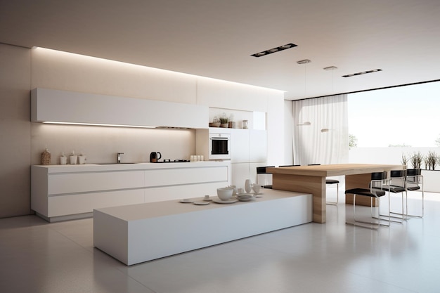 Diseño interior minimalista de la cocina