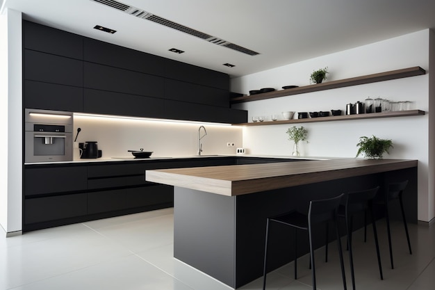 Diseño interior minimalista de la cocina