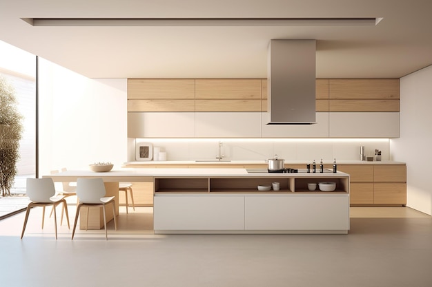 Diseño interior minimalista de la cocina