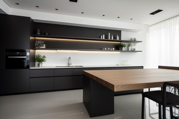 Diseño interior minimalista de la cocina