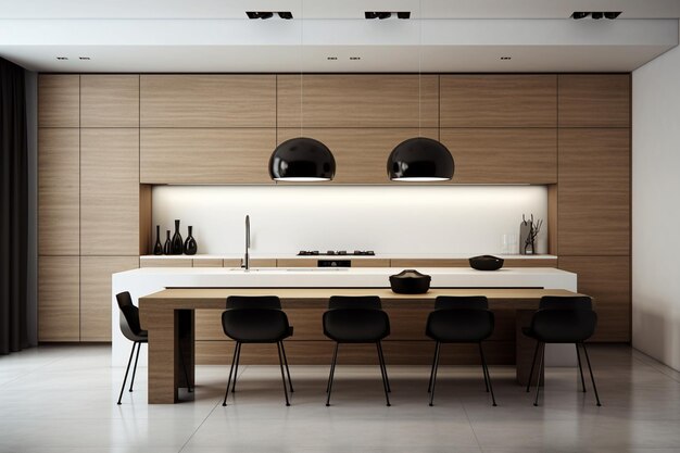 Diseño interior minimalista de la cocina