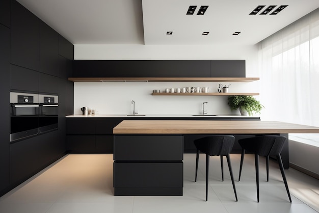 Diseño interior minimalista de la cocina