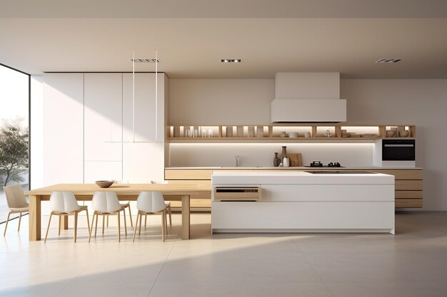 Diseño interior minimalista de la cocina