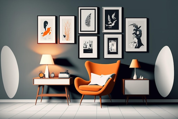 Diseño interior minimalista con muebles de galería.