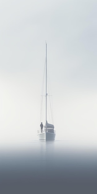 Foto diseño interior minimalista de otro mundo un encuentro misterioso en la niebla
