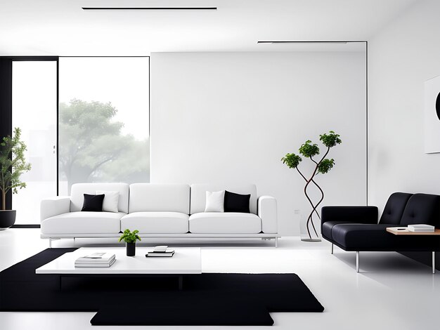 Diseño interior minimalista de sala de estar moderna ai generar.