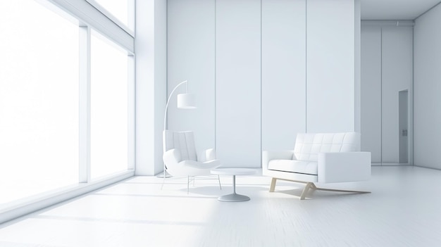 Diseño interior minimalista con sillones