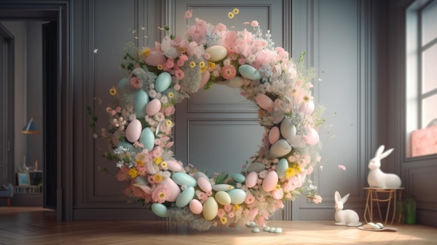 Diseño interior moderno Diseño artístico de Spring Easter Wreath Contenido generativo de IA