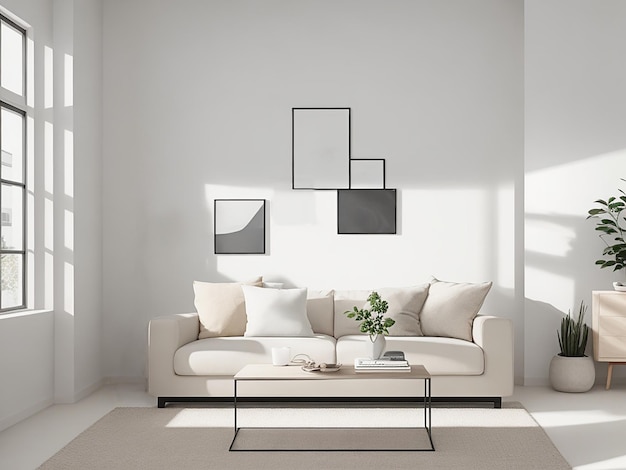 Diseño interior moderno Diseño interior rústico de sala de estar moderna con sofá marrón beige