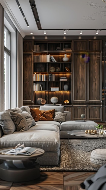 Diseño interior moderno y lujoso de la sala de estar