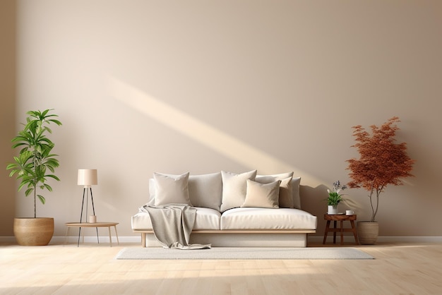 Diseño interior moderno de la sala de estar con sofá