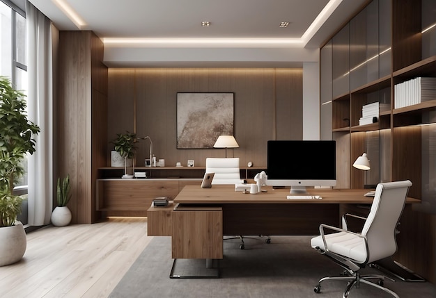 Diseño interior moderno de salas de oficinas Concepto de lugar de trabajo
