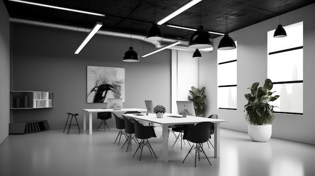 Diseño interior de oficina inspirador Oficina corporativa de estilo minimalista con arquitectura simple IA generativa AIG 31