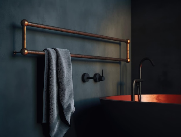 Diseño interior realista baño con bañera diseño minimalista moderno IA generativa