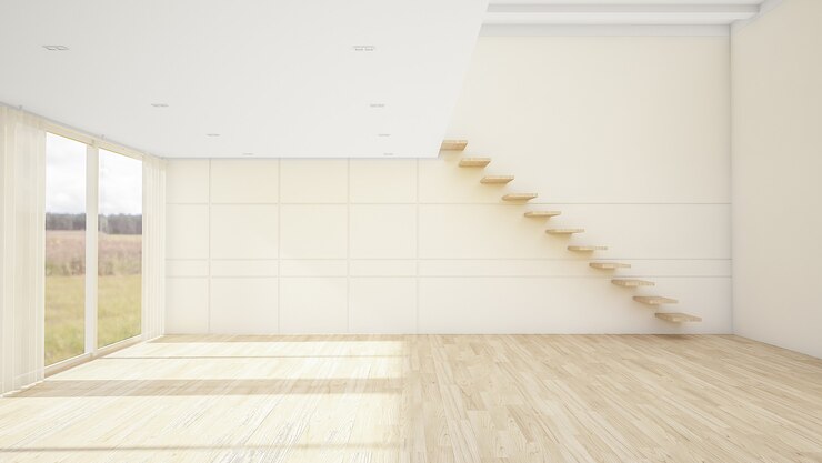 El diseño interior de la representación 3d de la habitación vacía
