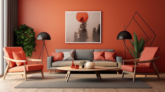 Diseño interior de una sala de estar moderna