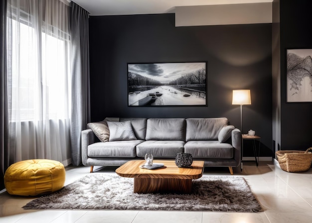 diseño interior de sala de estar moderno y de lujo con sofá moderno y muebles para la casa