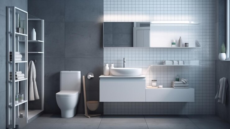 Diseño de interiores de baño ai generativo.