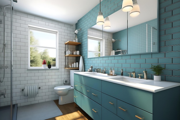 Diseño de interiores de baños pequeños Rendering en 3D