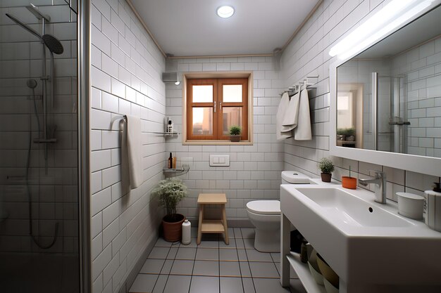 Foto diseño de interiores de baños pequeños renderizado en 3d