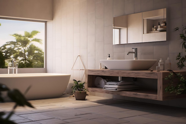 Diseño de interiores de baños pequeños Renderizado en 3D